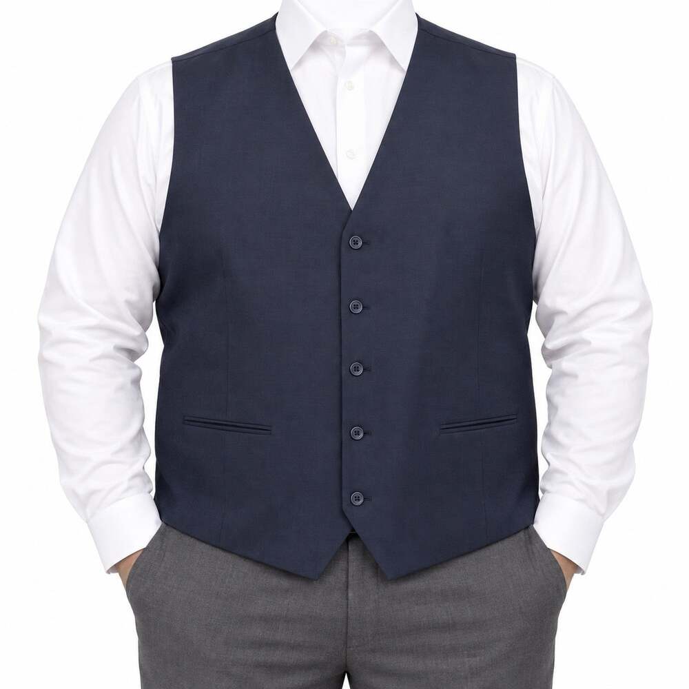 Jos A Bank 1905 Suit Vest Mens Big 2X Blue Wool Stretch Back Belt Formal